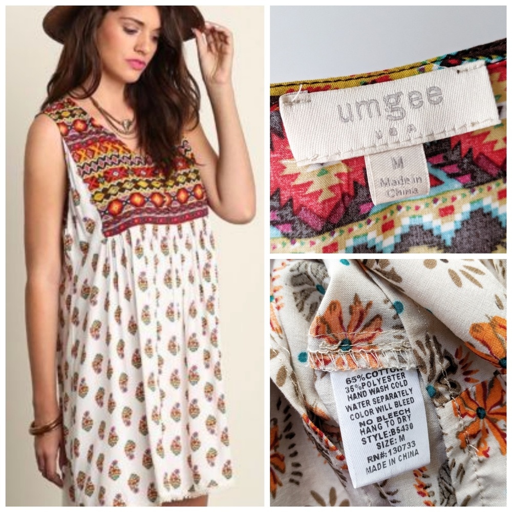 Umgee Western Tribal Babydoll Bohemian Dress - Picture 2 of 7